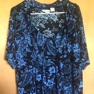 Black and blue floral top